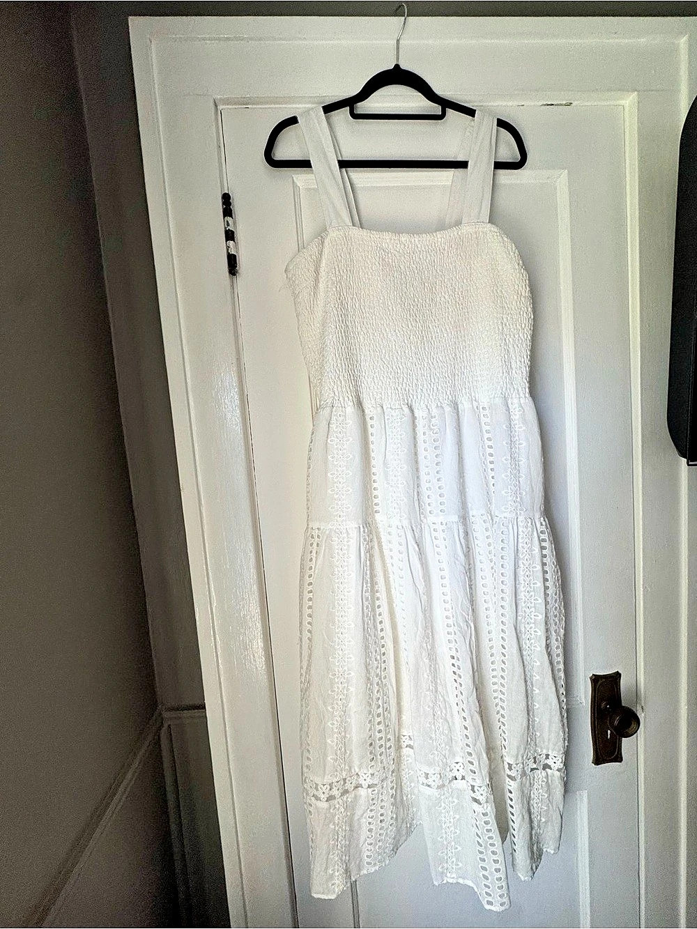 Grace + Karma Smocked Midi Dress in White Size 2X NWT